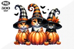 Halloween Cat And Pumpkin Sublimation - Clipart PNG Design Product Image 1
