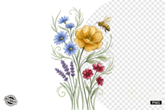 Summer Wildflowers &amp; Bird &amp; Insect Clipart - Houseplant PNG Product Image 1