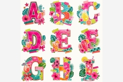 Tropical Drinks Collage Alphabet PNG | Summer Letter Clipart Product Image 6