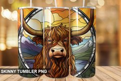 Stained Glass Highland Cow PNG Tumbler Design Product Image 1