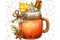 Fall Drink Clipart PNG, Cozy Autumn Cocoa and Latte Art Product Image 3
