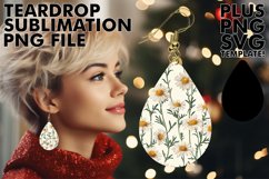 Teardrop Earrings Sublimation Featuring Vibrant Flowers Product Image 1