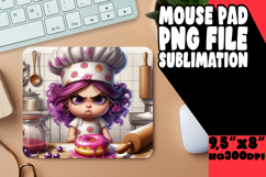 Cheerful Mouse Pad Design PNG, Girl Grumpy Product Image 1