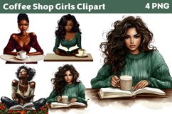 Coffee Shop Girls Clipart PNG Product Image 1