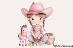 Little Cowgirl Clipart Sublimation PNG Product Image 1