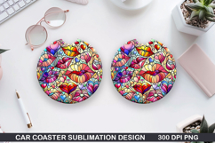 Two Lips Car Coaster Sublimation| Valentine Coaster PNG Product Image 1