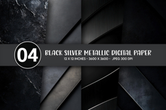 Black Silver Metallic Digital Paper Product Image 1