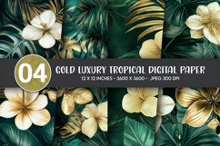 Gold Luxury Tropical Digital Paper Product Image 1
