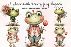 Whimsical Spring Frog Clipart PNG Product Image 1