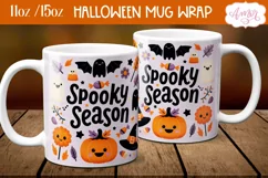 Spooky season mug wrap PNG for sublimation, Halloween mug Product Image 1