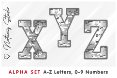 White Camo Alpha Set. Letters Numbers Clipart. Product Image 5