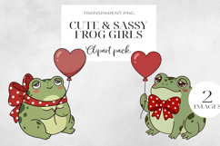Cute Sassy Frog Girls PNG Clipart, Sublimation PNG. Product Image 1