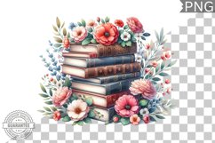 Books Flowers Sublimation- Clipart PNG Design Product Image 1
