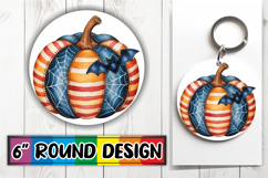 Timeless Round Keychains PNG, Pumpkin Watercolor Product Image 1