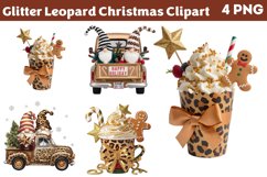 Glitter Leopard Christmas Sublimation Clipart PNG Product Image 1