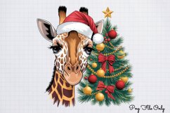 Christmas Giraffes Clipart PNG Product Image 1
