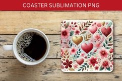 valentine square coaster - pink heart pattern Product Image 1