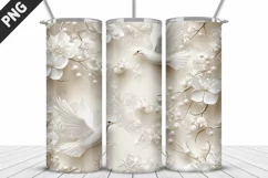 3D Christmas Doves Tumbler Wrap - 20 Oz Skinny Tumbler PNG Product Image 4