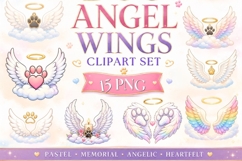 Dog Angel Wings Clipart Set PNG | Rainbow Bridge Pet Product Image 1