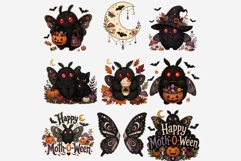 Cute Mothman PNG Clipart Bundle, Halloween Cryptid Graphics Product Image 9