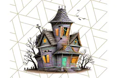 Halloween Buildings Clipart PNG, Haunted Houses Art Product Image 3