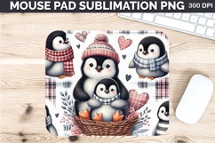 Watercolor Penguins Mouse Pad Sublimation - Valentines PNG Product Image 1