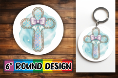 Joyful Car Coaster Round Design, Cross and Bow Product Image 1