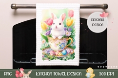 Easter Bunny Towel, Watercolor Easter Towel Product Image 1