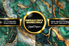 Emerald Onyx Marble Gold Digital Papers - 04 variations Product Image 1