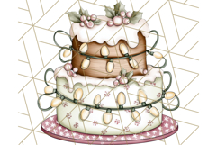 Christmas Cake Clipart PNG, Cottagecore Holiday Desserts Product Image 3