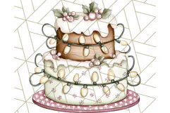 Christmas Cake Clipart PNG, Cottagecore Holiday Desserts Product Image 3