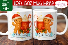 Cute Christmas mug wrap PNG, Gingerbread cookie mug template Product Image 3