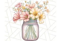 Flowers in Glass Jars PNG, Rustic Floral Watercolor Clipart Product Image 3