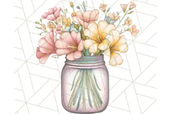 Flowers in Glass Jars PNG, Rustic Floral Watercolor Clipart Product Image 3