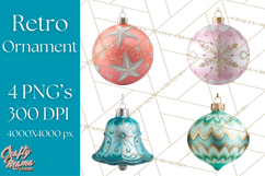 Retro Ornament Clipart PNG, Vintage Christmas Clip Art Product Image 1