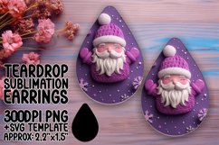 Holiday 3D Santa Claus Teardrop Earrings Sublimation Print Product Image 1