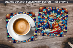 Vibrant Fox Coaster Sublimation, 4th Of July Coaster PNG Product Image 1