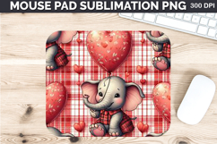 Watercolor Elephant Mouse Pad Sublimation - Valentines PNG Product Image 1
