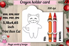 Christmas Cat Coloring Card, Crayon Holder Card svg Product Image 1