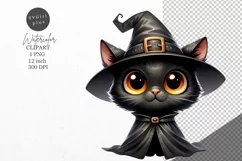Halloween clipart, Witch cat clipart, Autumn clipart Product Image 1