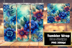20oz Tumbler Template for Gifts , Watercolor Patter Product Image 1