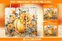 Pumpkin Tumbler Sublimation Wrap, 20 oz Fall Tumbler Wrap Product Image 1
