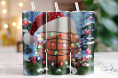 Merry Basketball Tumbler Wrap | Christmas Wrap Product Image 1