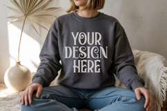 Dark Heather Gildan 18000 Sweatshirt Model Mockups Product Image 1