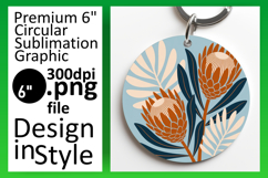 Whimsical Round Design Keychain Template , Flowers Product Image 1