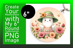 Elegant Circle Design Keychain Artwork , Cute Ghost Product Image 1