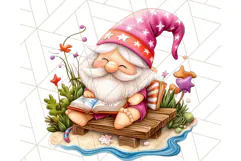 Cute Beach Gnome PNG, Summer Gnome Clipart, Digital Art Product Image 3