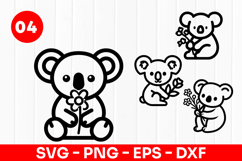Cute Koala Cartoon Animal Baby SVG PNG Product Image 1