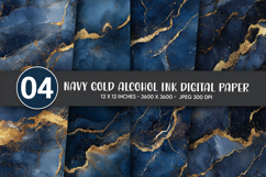 Navy Gold Alcohol Ink Digital Paper Product Image 1