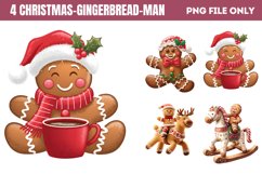 Watercolor Christmas Gingerbread Man Clipart PNG Product Image 1